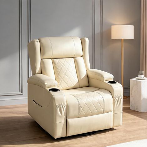 Fauteuil relax beige en coton PU cuir Sponge 87 x 94,5 x 103,5 cm (1/5)