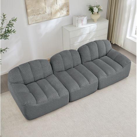 Canapé modulaire 288/104/79 cm gris, sans structure, avec revêtement doux et ottoman (1/5)