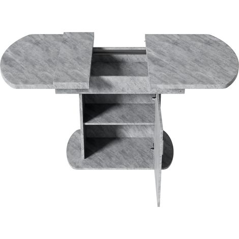 Tavolo da pranzo ovale allungabile grigio 110/130 x 70 x 75 cm con vano contenitore (1/5)