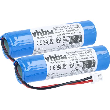 vhbw 2x batteria compatibile con Zafferano Pina, LD1650BFA, Push-Up, LD1050N3 lampada da tavolo, da comodino (2600mAh, 3,7V, Li-Ion) (1/5)