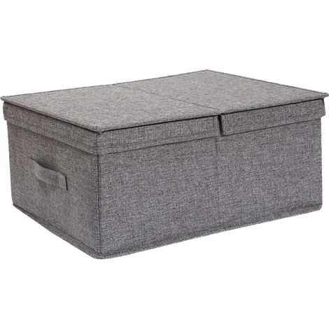 Cajas de almacenamiento plegables para ropa, contenedores con tapa para organizar el armario (gris)