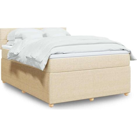 Boxspringbett mit Matratze Creme 140x190 cm Stoff