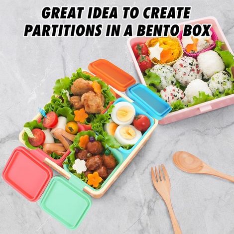 4 Stück,wiederverwendbare Behälter,Auslaufsichere Silikon-Lebensmittelbehälter,Stapelbare Lunchboxen für Kinder,Silikon,Büro und Picknicks (1/4)