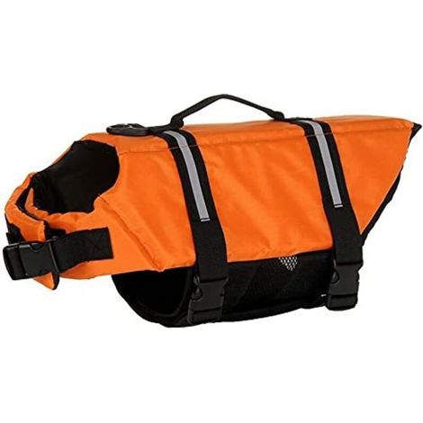 Dog Life Jacket Safety Coat Swimming Life Jacket for Flotation with Handle for Small Dog Large Dog Orange M (1/5)