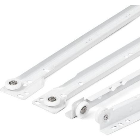 Coulisse Tiroir 400 mm - Lot de 2 (1 paire) Rails pour Tiroir Coulissants, en blanc, Système de Glissière à Sortie Partielle - Kit de Tiroir Coulissants à montage facile (1/4)