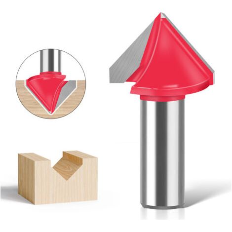 Nutfräser aus Wolframstahl, V-Nutfräser, 90 Grad, 12 mm Schaft, 32 mm Durchmesser, für die Herstellung von 3D-Paneelen, Rot (1/5)