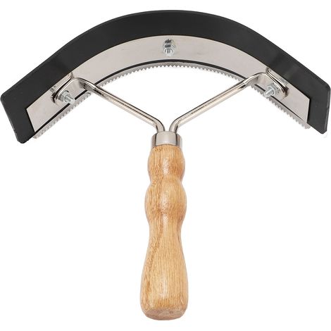 Brosse à crin de cheval, manche en bois, poignée ergonomique en caoutchouc et acier inoxydable, peigne grattoir pour le nettoyage de la tête des chevaux et du bétail (1/5)