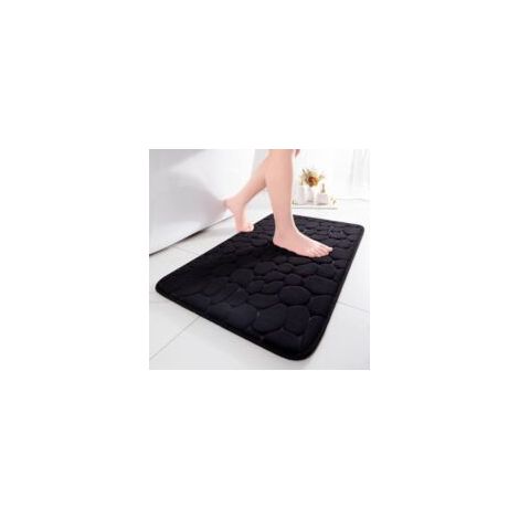 Tappetino da bagno in memory foam nero, 40 x 60 cm, 1 pezzo, altamente assorbente, antiscivolo, adatto per bagno e soggiorno. - Crezuo