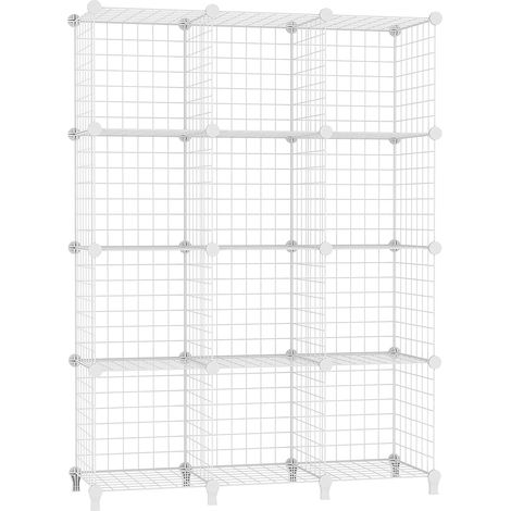 Étagère Cube Étagère Modulable Meuble 12 Étagères Métalliques de Rangement pour Bureau, Salon et Chambre, Blanc USCIH12WE (1/5)