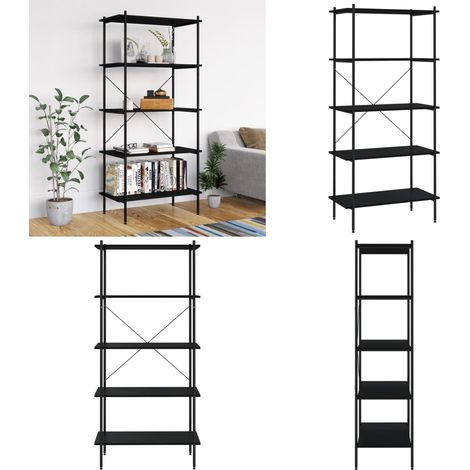 Étagère à 5 niveaux Noir 80x40x163 cm - Bibliothèque - Étagère - Rangement - Meuble Noir - Bibliothèque Design - Home & Living (1/5)