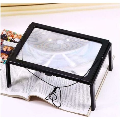 3X Loupe de Lecture Loupe Pleine Page avec Lumière LED Lampes Eclairant Loupe sur Pied Rectangulaire Loupe à Main Libre Lentille de Grossissement Main Libre Cadeau (1/5)