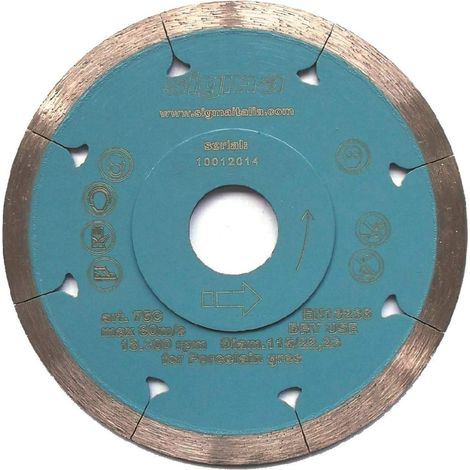 DISCO DIAMANTATO PER TAGLIO SECCO SIGMA 75C ÿ115 mm FORO 22.2mm SPESSORE 1.5 mm