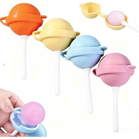 Lot de 4 moules à sucettes glacées réutilisables en silicone, 2026, nouveau grand ensemble de moules à glaces DIY en forme de sucette, machine à glaces maison avec bâtonnets (1/5)