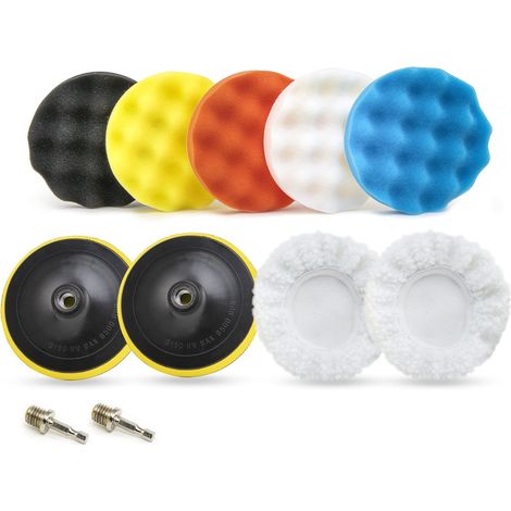 Lot de 11 éponges de polissage pour lavage, cirage et dépoussiérage Polisseuse automatique avec adaptateur de tige M14 pour perceuse électrique Lot de 11 pièces, multicolore (1/5)