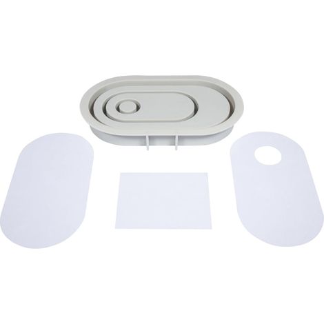 Moule ovale en silicone avec porte-bougie, 16 pces, 18,5x10,3x2,5cm, 3 pochoirs, 4 formes, béton créatif, résine époxy, décoration, porte-bougie-36165000, Gris (1/5)
