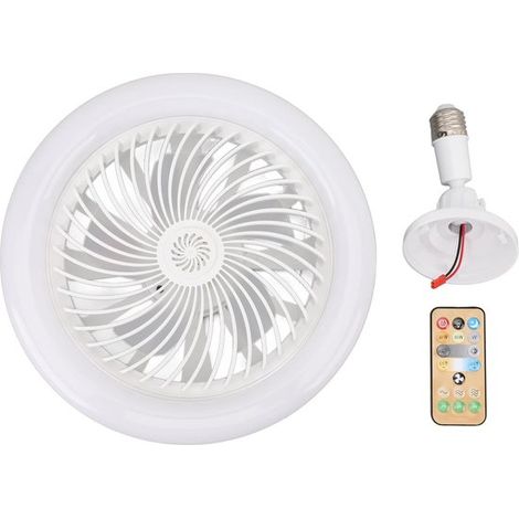 Ventilatore da soffitto E27 con illuminazione, 30W, con telecomando, design piatto, adatto a piccoli spazi, camera da letto. (1/5)