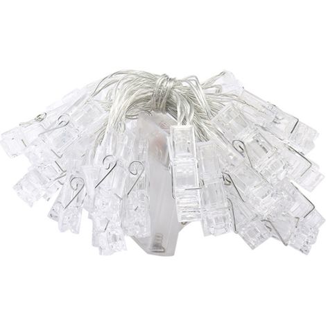 Guirlande LED à pinces Photos Étoiles Féerique Cuivre Fil Batterie Blanc Chaud 2m 20 LEDs Décoration Murale (1/5)