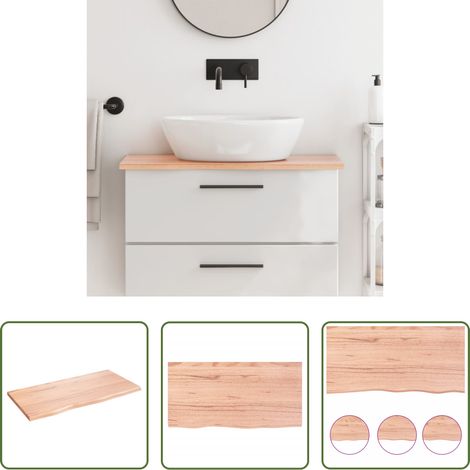 vidaXL Plan de travail en bois - Comptoir de salle de bain marron clair 80x40x2 cm bois traité (1/5)