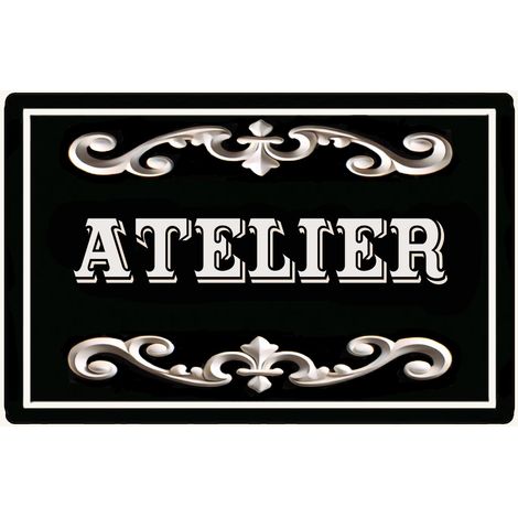 Plaque de porte en métal Atelier