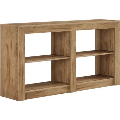 Brauner Konsolentisch aus MDF 150 x 35 x 85 cm mit 3 offenen Ablagen (1/5)