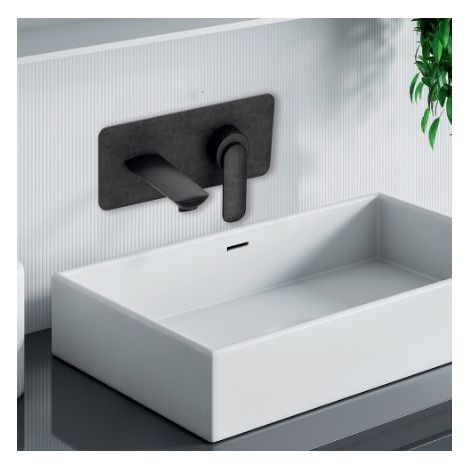 Façade mitigeur lavabo encastré avec bec de 185 mm Chromé Noir Brossé - CRISTINA ONDYNA FL25675 (1/2)