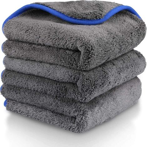 Chiffon Microfibre Voiture Moto, 3pcs Chiffon de Polissage Premium, Chiffons de Nettoyage de Séchage pour Soin Doux de Voiture 40 x 40cm, 1200 GSM (1/5)