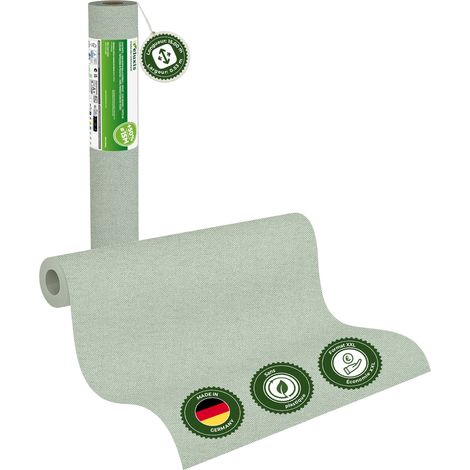 Veluxis® UNI Glattvlies Vliestapete XXL Rolle 15m x 0,53m Salbeigrün – Matt & leicht strukturiert – Wandklebetechnik ohne Einweichen – Hoch waschbeständig & stoßfest – Made in Germany