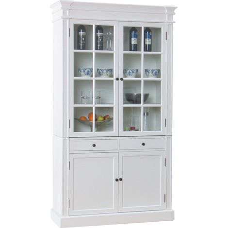 Amaretta Vitrines 2 portes, vieux blanc, vintage patiné, largeur 110 cm, hauteur 200 cm. (1/5)
