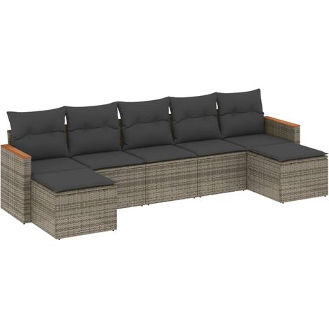 Maison Exclusive - 7-tlg. Garten-Sofagarnitur mit Kissen Grau Pol (1/3)
