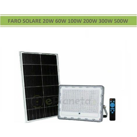 Faro proiettore led solare con telecomando e pannello per esterno impermeabile luce bianco lampada per giardino 200w (1/3)