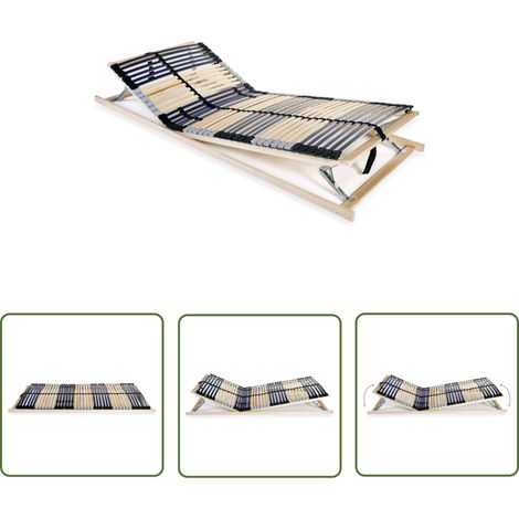 The Living Store Sommier à lattes sans matelas avec 42 lattes 7 zones 70x200 cm - Sommier À Lattes - Lit Double - Cadre Lit - Support Matelas - Sommier Bois (1/5)