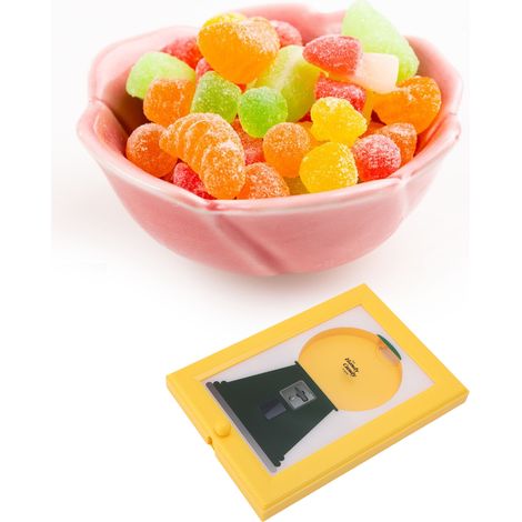 Dispensador de marco de fotos vintage, soporte para dulces, dispensador de marco decorativo, dispensación rápida y práctica de dulces y frutos secos, plástico amarillo/verde, 21 x 30 cm, 460 g, 1 unid (1/5)