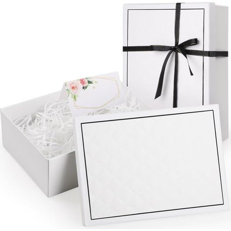 Ecleanfy - Boîte Cadeau,Boîte Cadeau avec Couvercle et Ruban Raphia 25 x 18 x 8,5 cm Coffret Cadeaux Pliable pour Anniversaire Mariage (1/5)