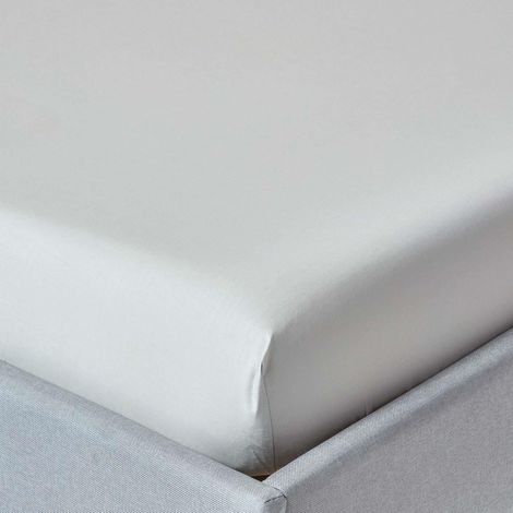 HOMESCAPES Silver Grey Egyptian Cotton Fitted Sheet 200 Thread Count, Double - Silver Grey