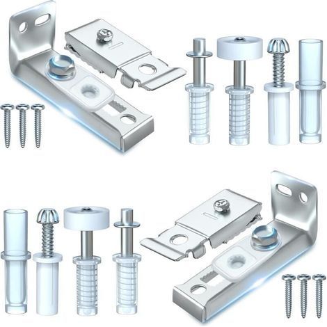 Kit de réparation de matériel de porte pliante - Lot de 2 pièces de rechange pour portes de placard coulissantes pliantes comprenant un support supérieur et inférieur, un pivot de 3/8", une roue de gu (1/5)