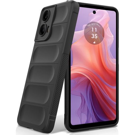 Coque pour Motorola Moto E14, Étui Silicone Liquide Case avec Doublure en Microfibre Anti-Rayures en Fibre et Protection pour Caméra, Noir (1/5)