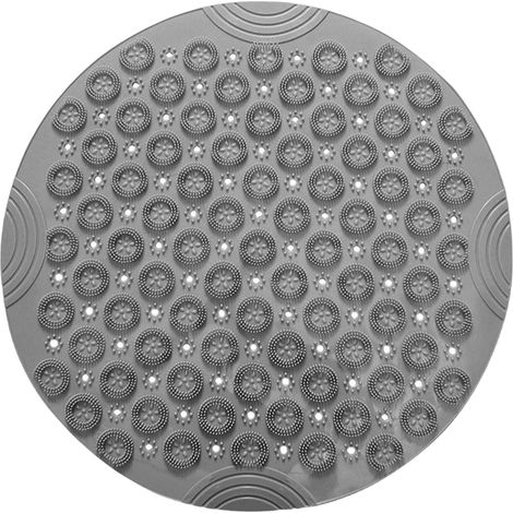Tapis de Baignoire antidérapant Extra Long, Tapis de Douche de Salle de Bain, Transparent Lavable en Machine for Enfants, Tout-Petits et Personnes âgées(55x55cm Gray Circle) (1/5)