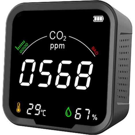 Infrarot-CO2-Detektor 400-5000 ppm, Luftqualitätsmonitor, Temperatur- und Feuchtigkeitsmessgerät