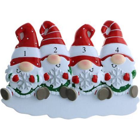 Décoration De Noël Personnalisée 2022 Nain De Jardin Famille 4 Personnes Avec Prénoms Résine Décor Maison Artisanal-KZQ (1/2)