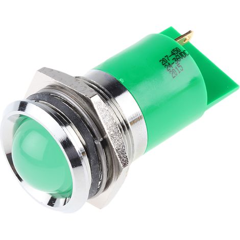 Voyant LED lumineux Vert RS PRO, dia. 22mm, 24 36V c.c. ( Prix pour 1 )