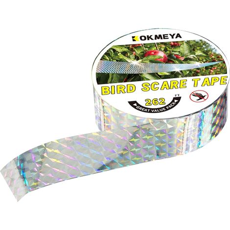 Lot de 2 bandes réfléchissantes pour oiseaux - Ruban double face pour effrayer les oiseaux - Pour maison, jardin, cour, verger, terrasse, extérieur - 250 m (1/5)