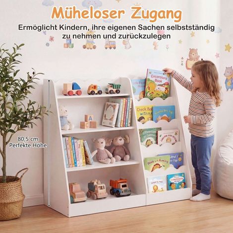 Kids Bookshelf & Toy Organizer with 5 Scalloped Tiers (1/5)
