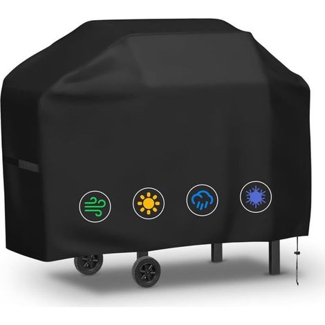 Housse Plancha Exterieur, Housse Barbecue Exterieur Imperméable, Housse Barbecue Gaz avec Sac de Rangement, Résistante de 210D Oxford, Anti-UV, Coupe-Vent, Anti-poussière (145x61x117cm) (1/5)