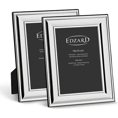 Lot de 2 cadres photo plaqués argent anti-ternissement avec dos en velours 13 x 18 cm - PANGIVO (1/5)