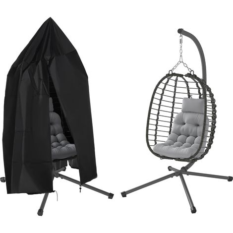 Fauteuil suspendu avec housse - Outsunny - pliable - avec support et housse de protection - hauteur réglable - gris et noir