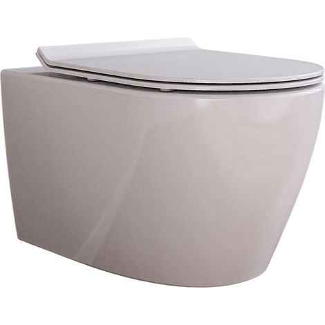 BERNSTEIN - WC suspendu sans rebord B-8030R Blanc - avec nano-revêtement - couvercle soft-close inclus Extra plat