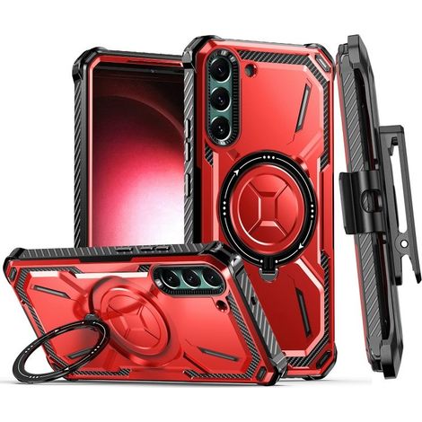 Étui pour Samsung Galaxy S23, clip ceinture anneau robuste, rouge (1/5)