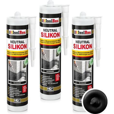 Neutralsilikon Naturstein Silikon Marmor Sanitär Inn/Auß 3 x 300ml Schwarz (1/5)