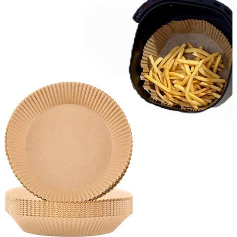 Lot 100 feuilles papier cuisson rond friteuse air, antiadhésif résistant chaleur (1/5)