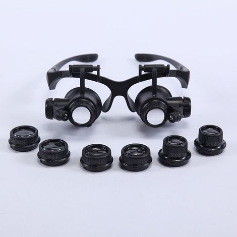 Loupe Serre Tête Loupe Frontale Lunettes grossissantes Allumage LED Grossissements de 10x, 15x, 20x et 30x (1/5)